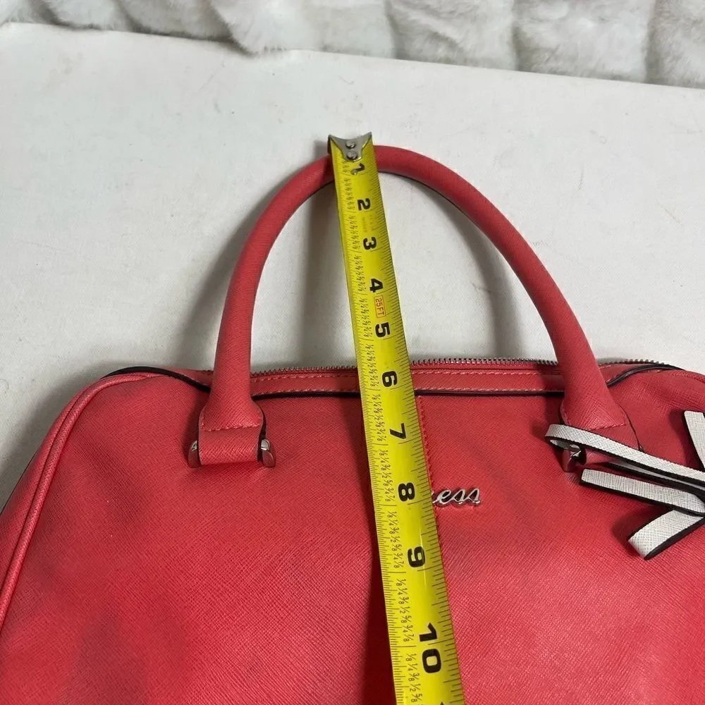 Guess bright orange satchel/Shoulder bag with gold tone hardwares.